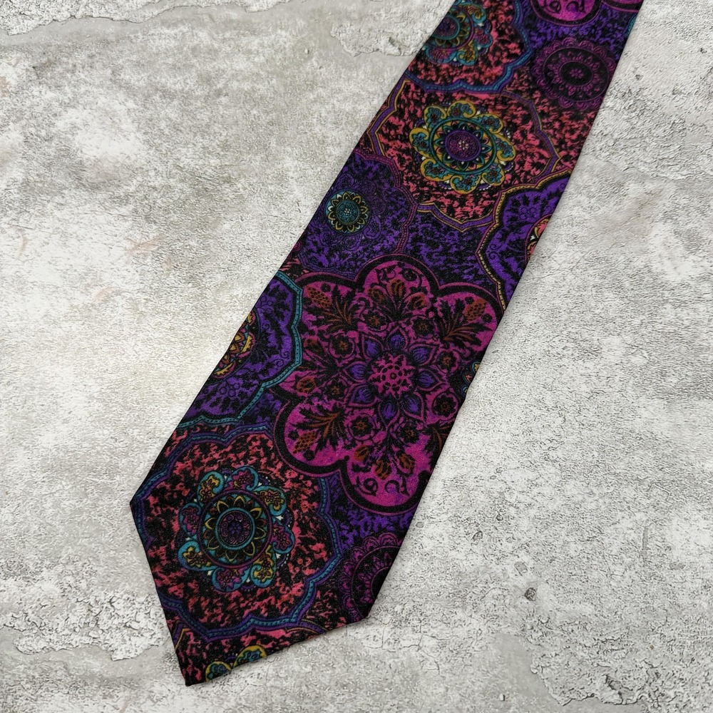 Henry Alan 100% Silk Tie Mens One‎ Size Purple Paisley Jacquard Necktie